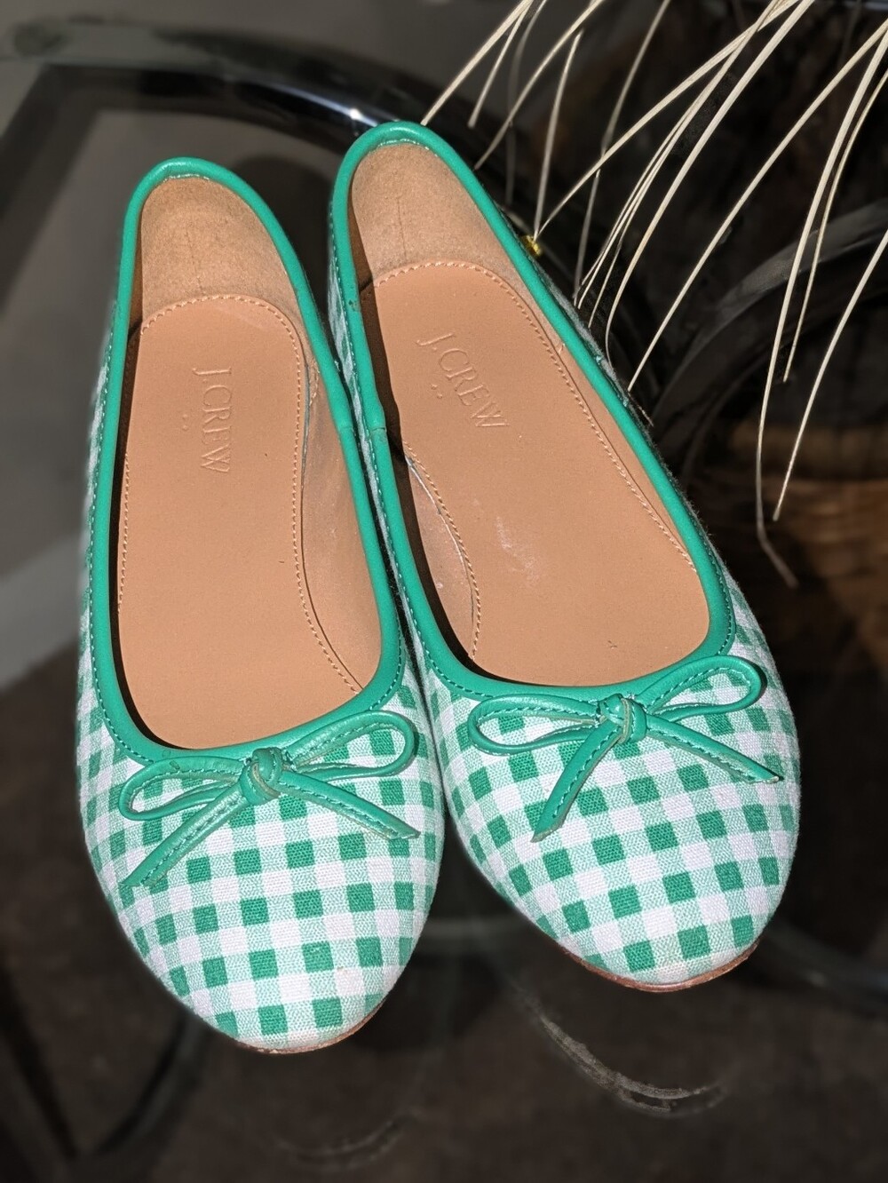 🔥FINAL🔥J. Crew Green Gingham Ballet Flats - Picture 6 of 6
